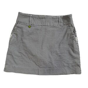 Swing Control Black and White Patterned Athletic Skirt with Built-In Shorts